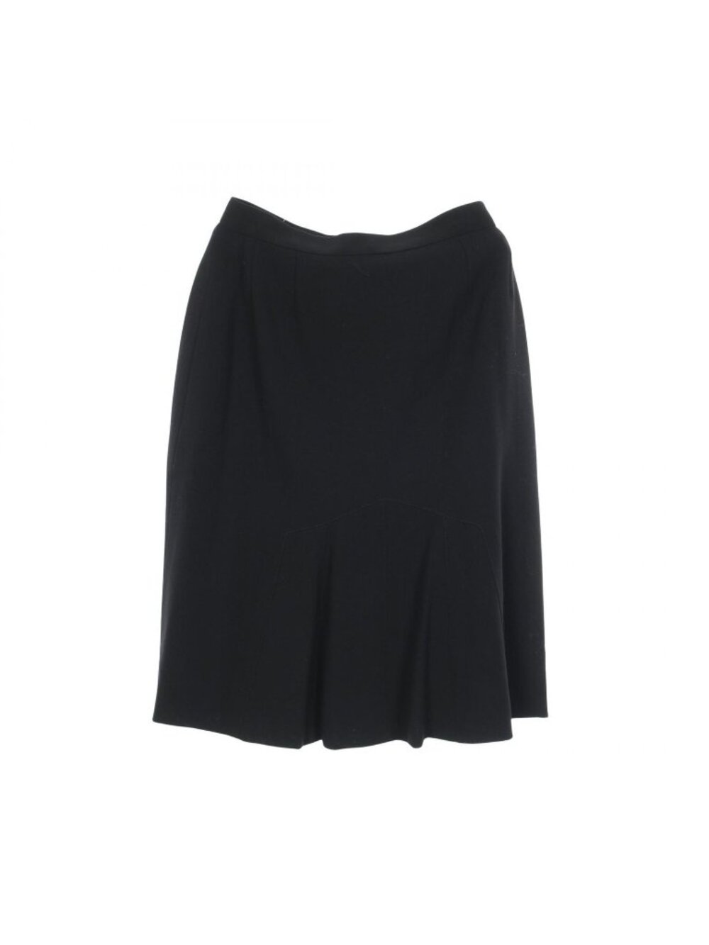 Chanel Skirt CC Logo Button BK Wool Silk